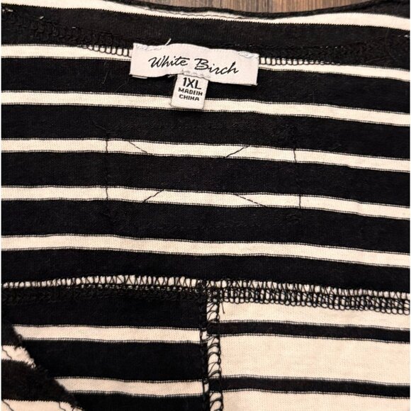 White Birch Black & White Striped Flowy Top Size 1XL Cotton & Rayon Blend Boho - Picture 4 of 13